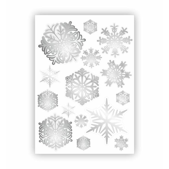 фото Набор автомобильных наклеек "снежинки", белый, серебрянный, лист, 50 х 35 см арт рэйсинг
