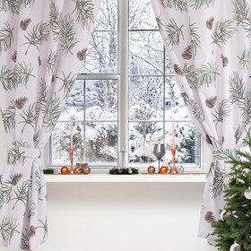 купить Комплект штор для кухни с подхватами Christmas tree 145х180см-2 шт., габардин