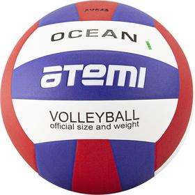 Мяч волейбольный Atemi OCEAN, синт. кожа PU, син-красн-бел,  18 п,клееный, р.5 , окруж 65-67   74349 Ош