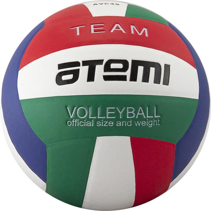 фото Мяч волейбольный atemi team, синтетическая кожа pu soft, цвет красный/белый/синий/зел, 18 панелей, клееный, окружность 65-67 см
