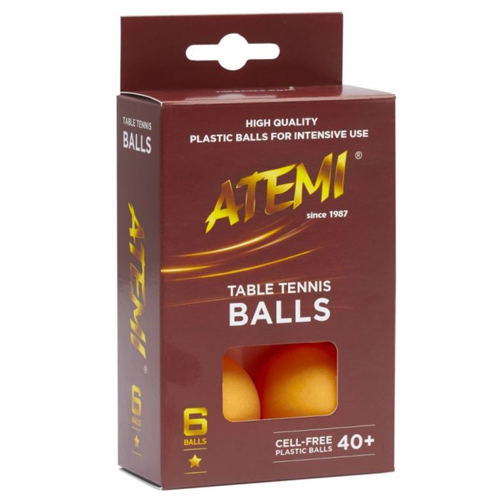 

Мячи для настольного тенниса Atemi 1, цвет оранжевый, 6 шт