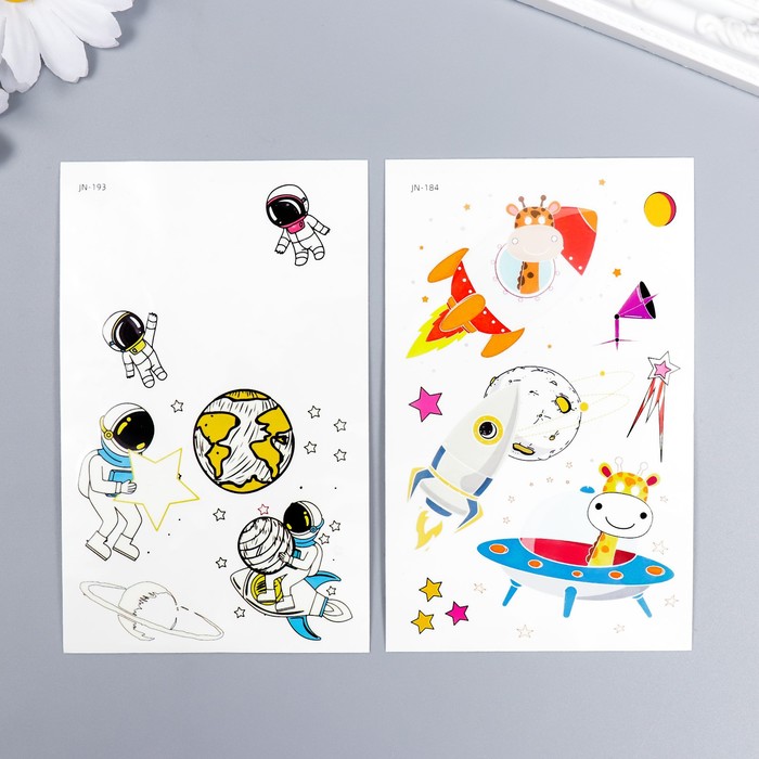 Татуировка на тело цветная фосфорная "Космос" МИКС 12х7,5 см 7040496