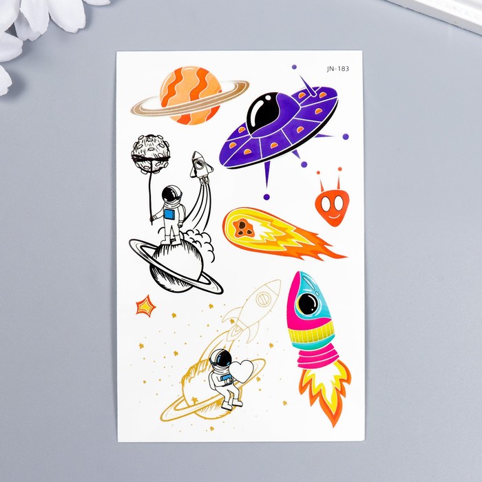 Татуировка на тело цветная фосфорная "Космос" МИКС 12х7,5 см 7040496