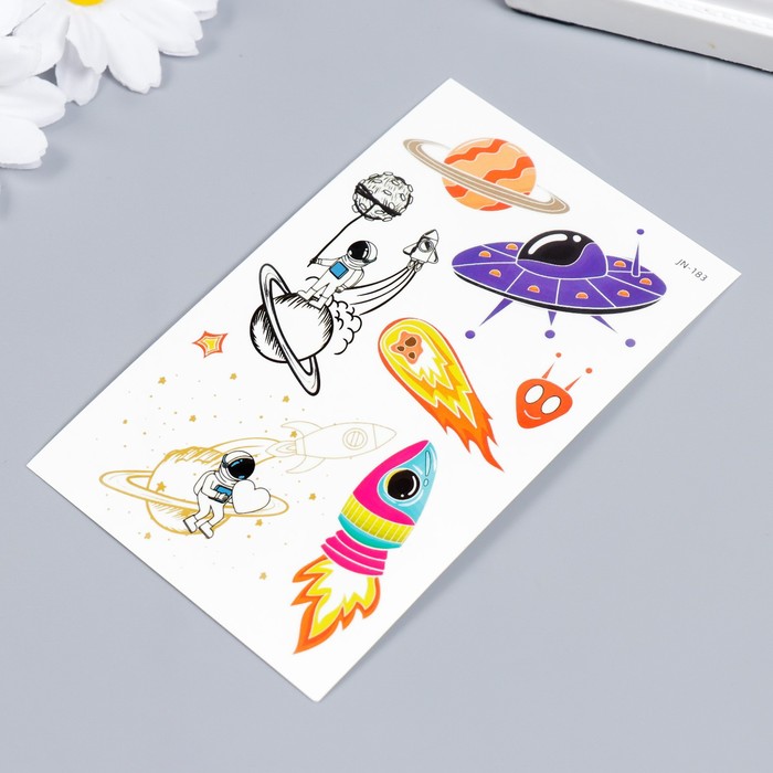 Татуировка на тело цветная фосфорная "Космос" МИКС 12х7,5 см 7040496