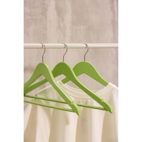 Вешалка деревянная для одежды SAVANNA «Тэри», 44,5×23×1,2 см, цвет зелёный