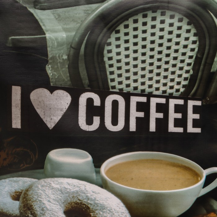 Клеёнка столовая на ткани Доляна «Я люблю кофе», рулон 20 метров, ширина 137 см