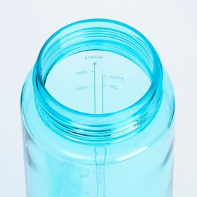 Бутылка для воды Enjoy sports, 800 мл, клик, на ремешке, голубой 8х26 см от Сима-ленд
