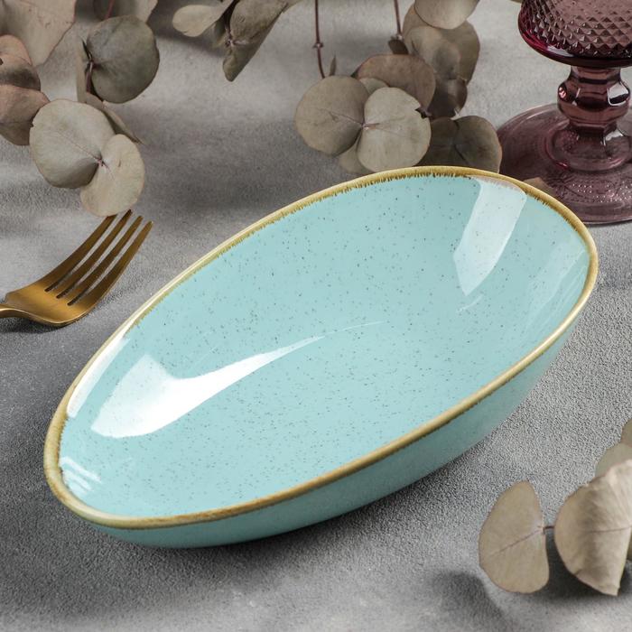 Блюдо керамическое для подачи «Сапфир», 21×12,5×5,5 см, цвет голубой