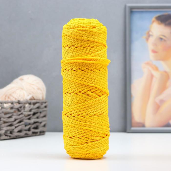Шнур для вязания плоский 4 мм, 2 нити, полипропилен 100%, 100м/250гр (1303 Желтый)