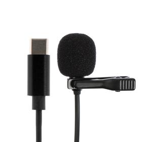 Микрофон на прищепке G-104, 20-15000 Гц, -34 дБ, 2.2 кОм, Type-C, 1.5 м, черный Ош