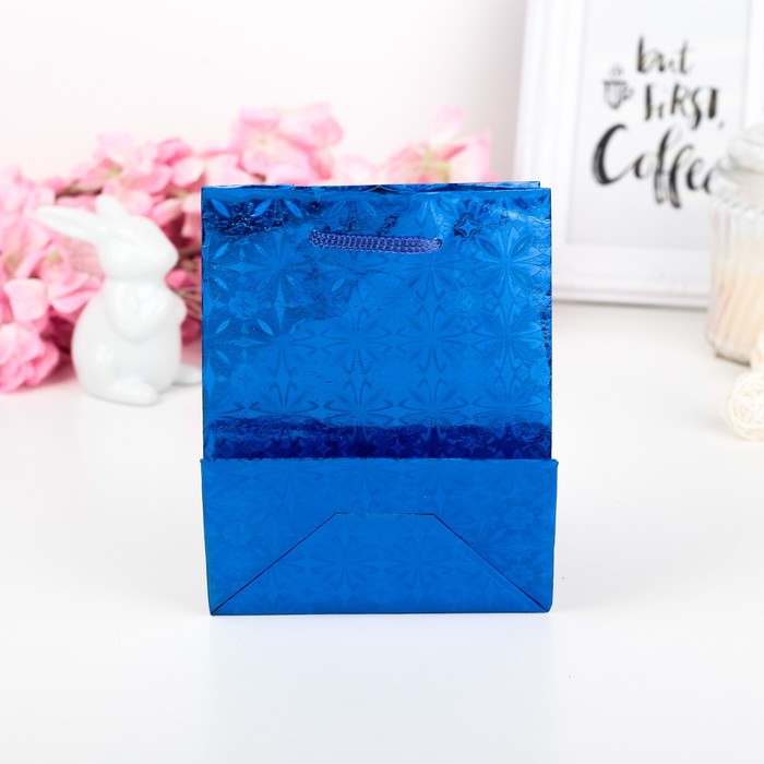 Пакет голографический, синий, рисунок МИКС, 11,5 х 6 х 15 см