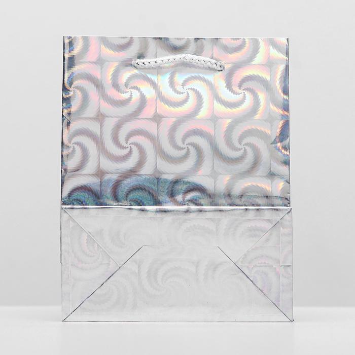 Пакет голографический, серебристый, рисунок МИКС, 11,5 х 6 х 15 см