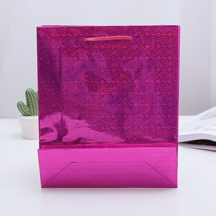 Пакет голографический, розовый, рисунок МИКС, 23 х 8 х 27 см