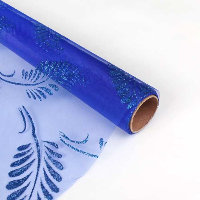 Органза "Веточка", синий, 0,48 х 4,5 см