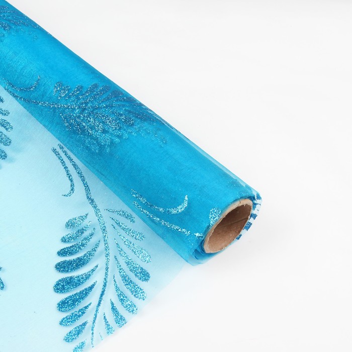 Органза "Веточка", морская волна, 0,48 х 4,5 см