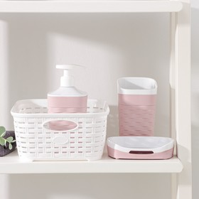 Набор для ванной комнаты REEF, 4 предмета (дозатор, мыльница, стакан, корзинка), цвет МИКС Ош