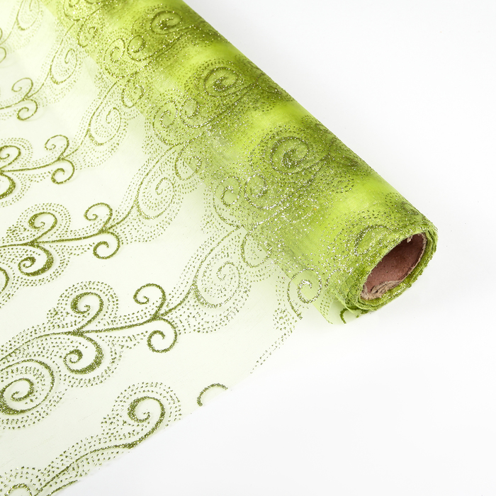 Органза "Узор", салатовый, 0,48 х 4,5 м