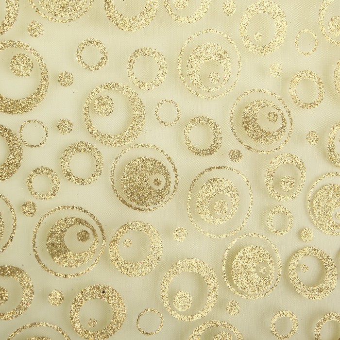 Органза "Кружочки", жёлтый, 0,48 х 4,5 м