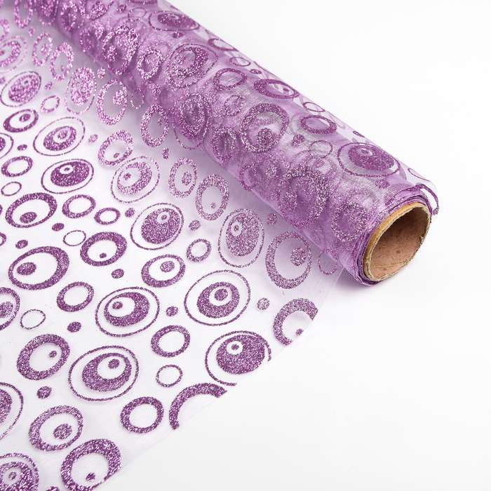 Органза "Кружочки", сиреневый, 0,48 х 4,5 м