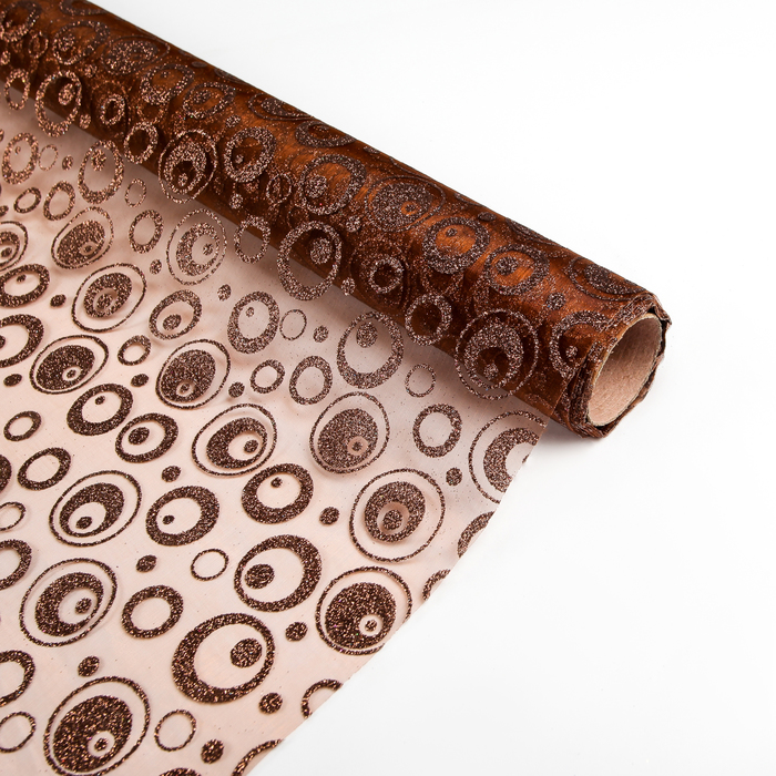 Органза "Кружочки", кофейный, 0,48 х 4,5 м