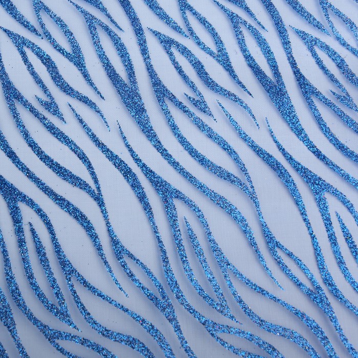 Органза "Абстракции", синий, 0,48 х 4,5 м