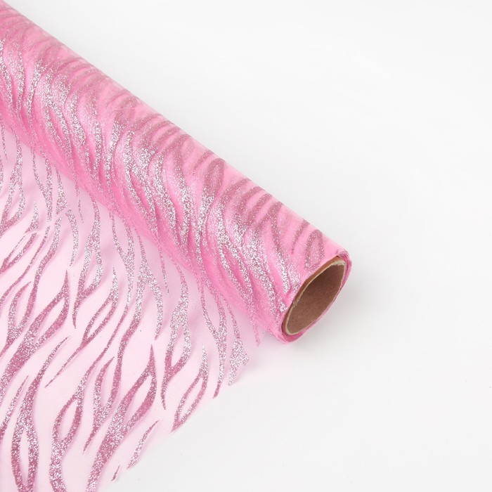 Органза "Абстракции", розовый, 0,48 х 4,5 м