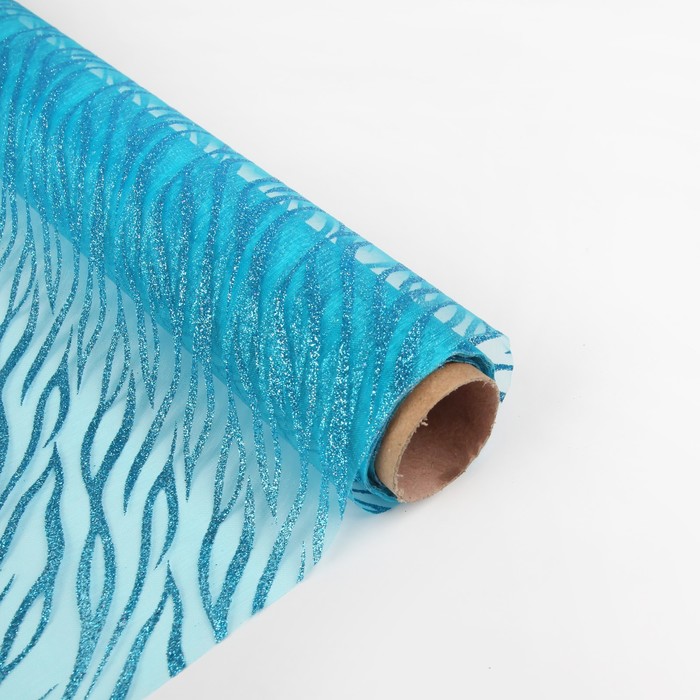 Органза "Абстракции", морская волна, 0,48 х 4,5 м