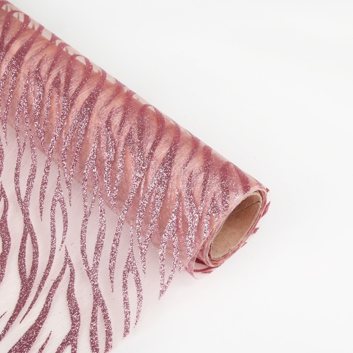 Органза "Абстракции", персиковый, 0,48 х 4,5 м