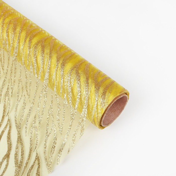 Органза "Абстракции", жёлтый, 0,48 х 4,5 м