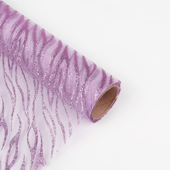 Органза "Абстракции", сиреневый, 0,48 х 4,5 м