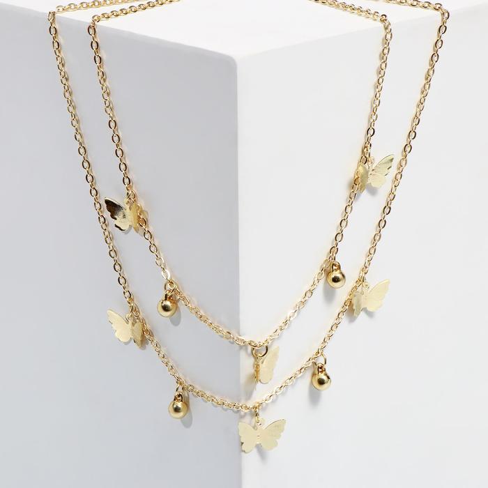 

Колье "Бабочки" многоярусное, цвет золото, 45 см