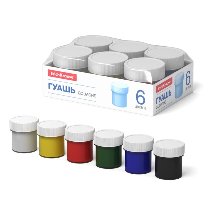 

Гуашь 6 цветов х 17 мл, ErichKrause Basic light pack, в поддоне