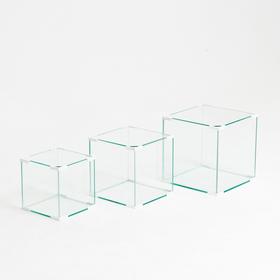 Комплект аквариумов "Матрёшка" куб, белый угол, 16, 27, 43 л