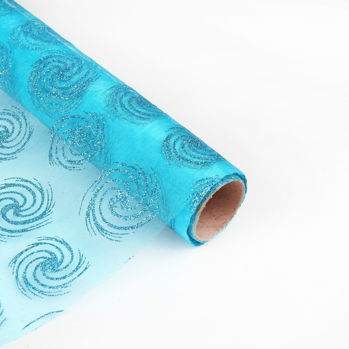 Органза "Завиток", морская волна, 0,48 х 4,5 м