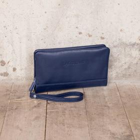 

932024/DB Мужской клатч Crispin Dark Blue н/к, отдел на молнии, цвет Синий 22х13х3см