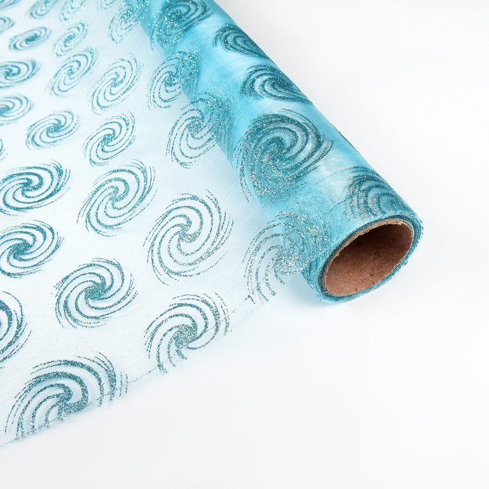 Органза "Завиток", голубой, 0,48 х 4,5 м