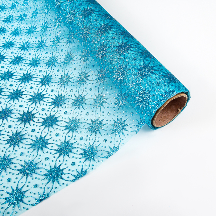 Органза "Звездочки", цвет морской волны