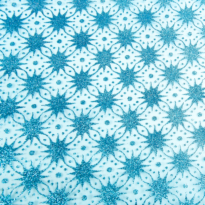 Органза "Звездочки", цвет морской волны