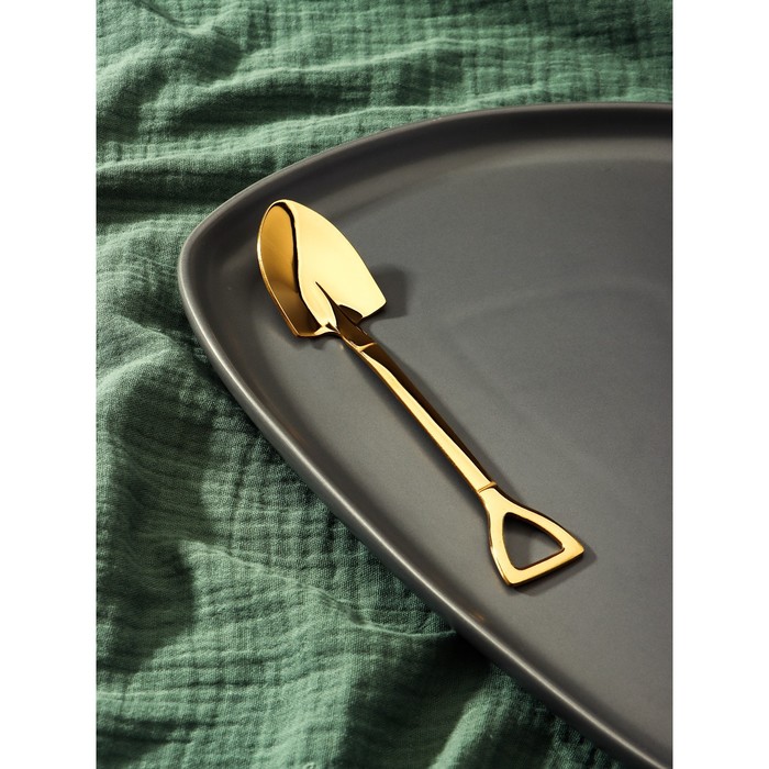 фото Ложка десертная magistro «лопата», 15,5 см, цвет золото, форма овальная