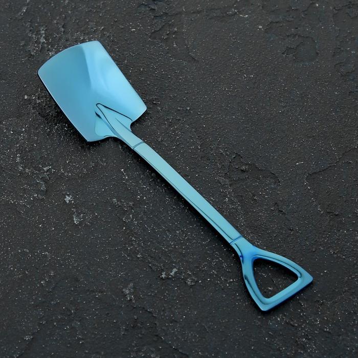фото Ложка десертная magistro «лопата», 15,5 см, цвет синий, форма прямоугольная
