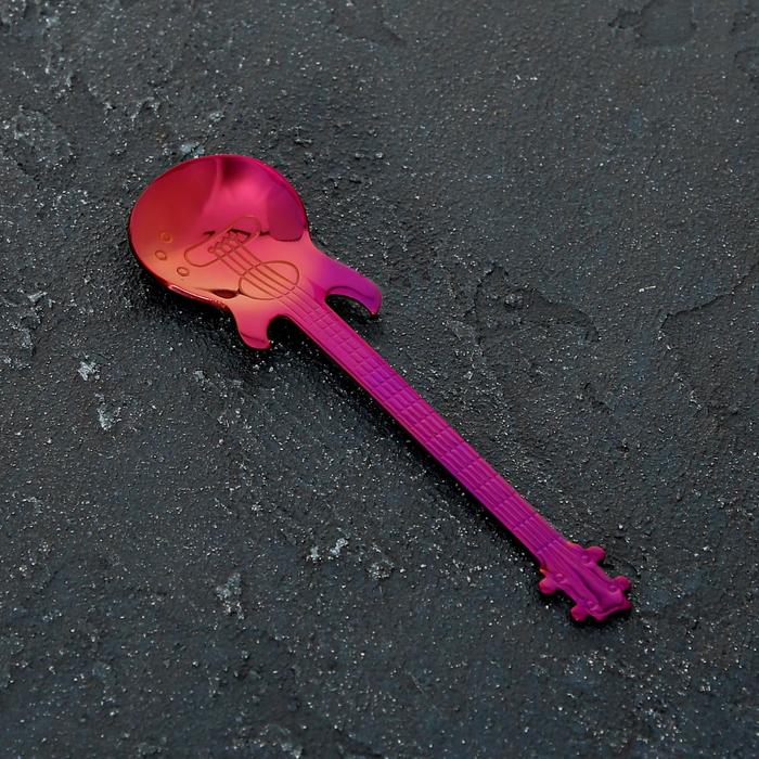 фото Ложка десертная magistro «гитара», 12 см, цвет фиолетовый