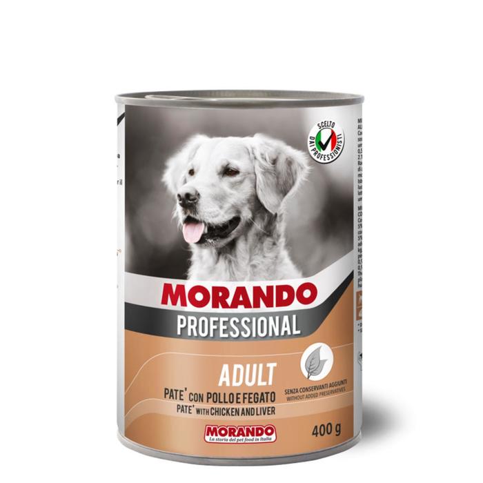 Влажный корм Morando Professional для собак, паштет с курицей и печенью, 400 г влажный корм morando professional для кошек паштет с телятиной 400 г