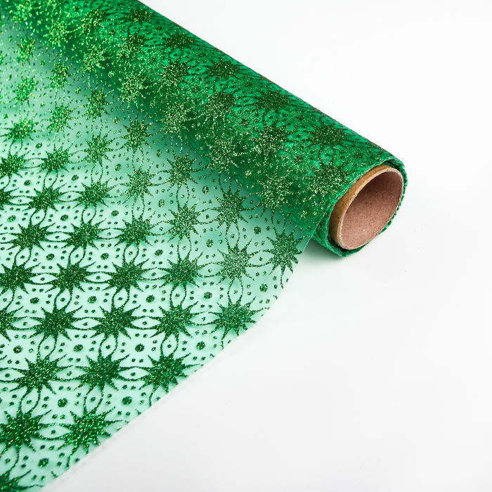 Органза "Звездочки", цвет зеленый