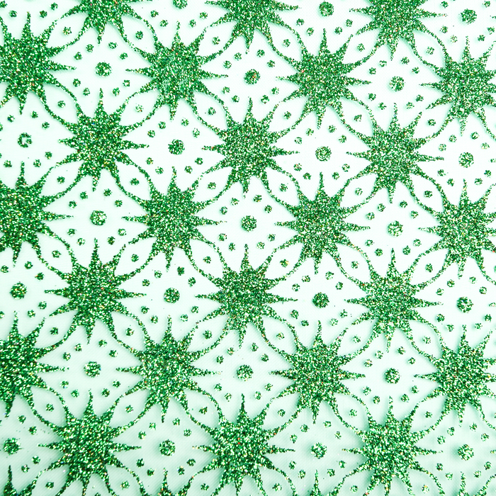 Органза "Звездочки", цвет зеленый