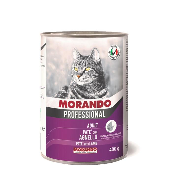 Влажный корм Morando Professional для кошек, паштет с ягнёнком, 400 г влажный корм morando professional для собак паштет с уткой 400 г