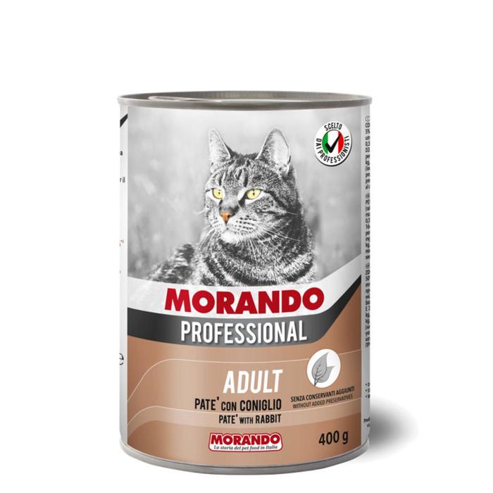 Влажный корм Morando Professional для кошек, паштет с кроликом, 400 г влажный корм morando professional для кошек паштет с курицей и индейкой 400 г