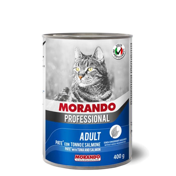 Влажный корм Morando Professional для кошек, паштет с тунцом и лососем, 400 г влажный корм morando professional для собак паштет с уткой 400 г