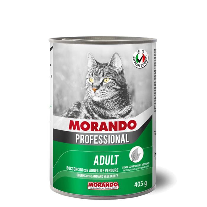 Влажный корм Morando Professional для кошек, кусочки с ягенком и овощами, 405 г влажный корм morando professional для кошек паштет с телятиной 400 г