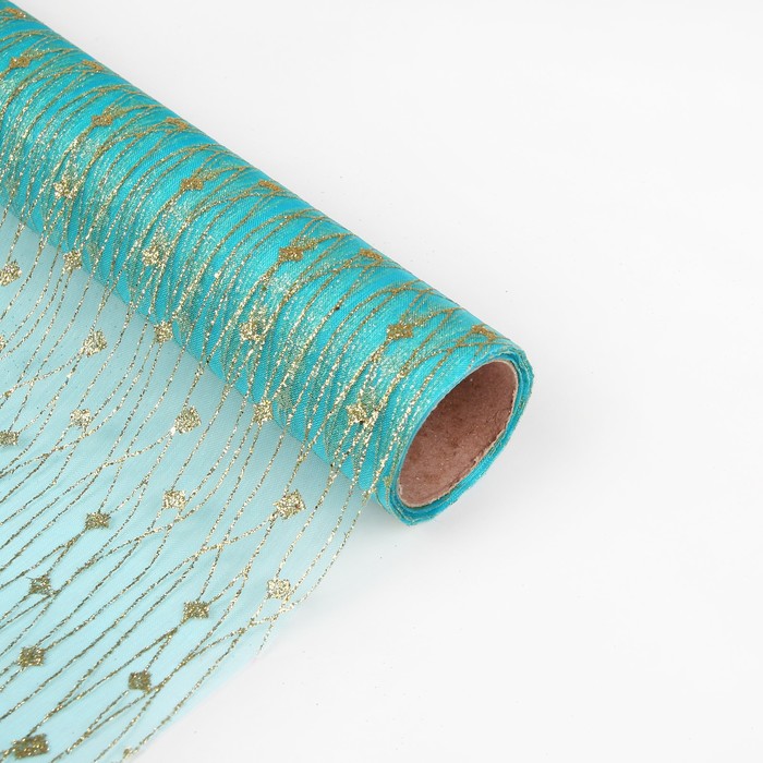 Органза "Дождь", цвет морской волны