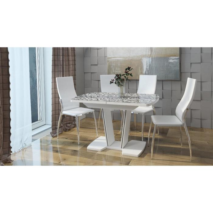 Стол раздвижной «Вектор 2», 1200(1550) × 800 × 750 мм, глянец, МДФ, цвет белый / элегия стол раздвижной вектор 2 1200 1550 × 800 × 750 мм глянец мдф цвет белый элегия